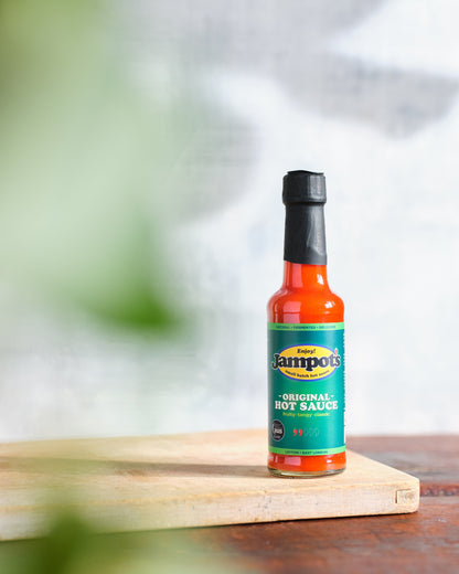 Jampot's Original hot sauce life-style. The classic hot sauce. 